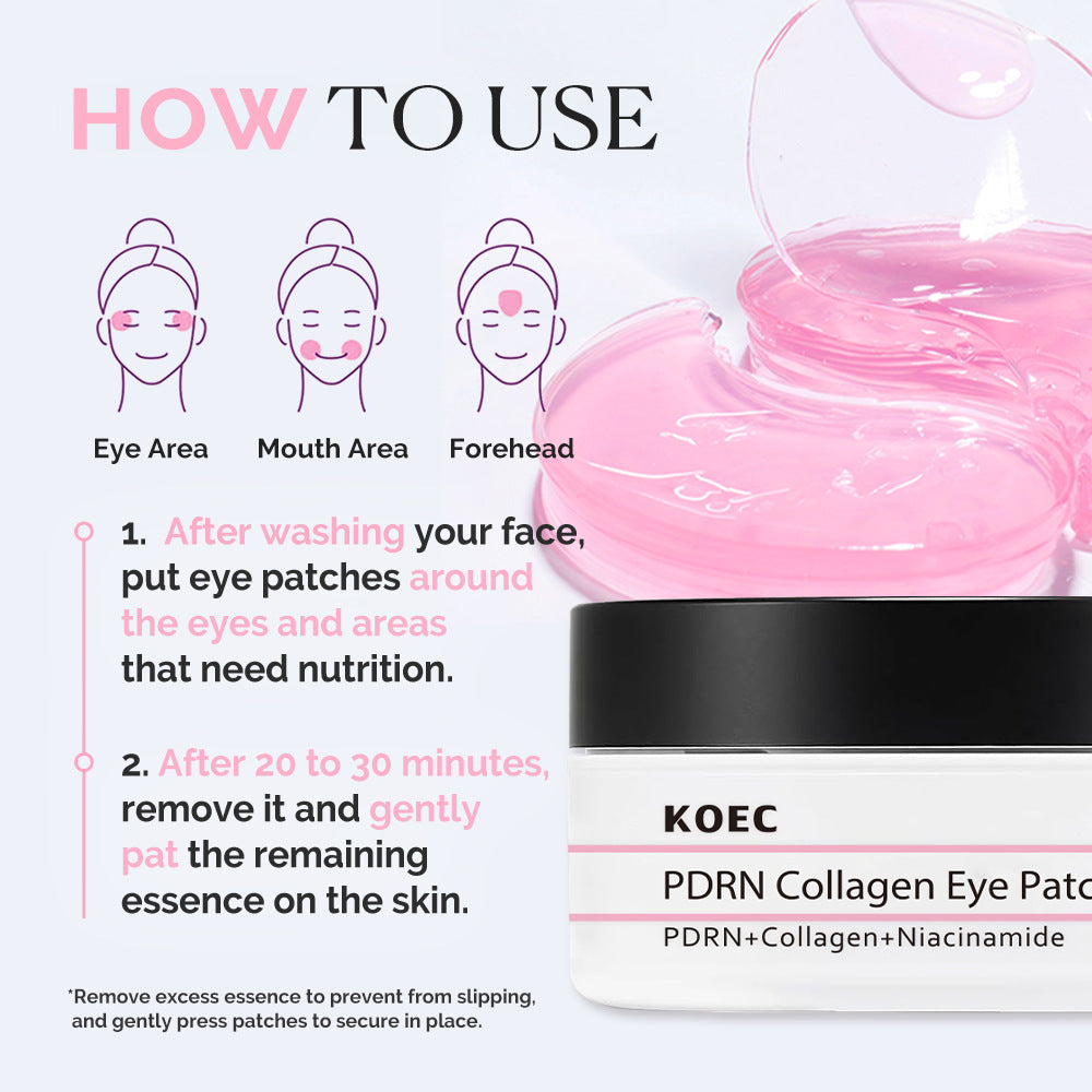 KOEC Collagen PDRN Eye Mask 60 Pieces Nicotinamide Hydrating Moisturizing Nourishing Formula