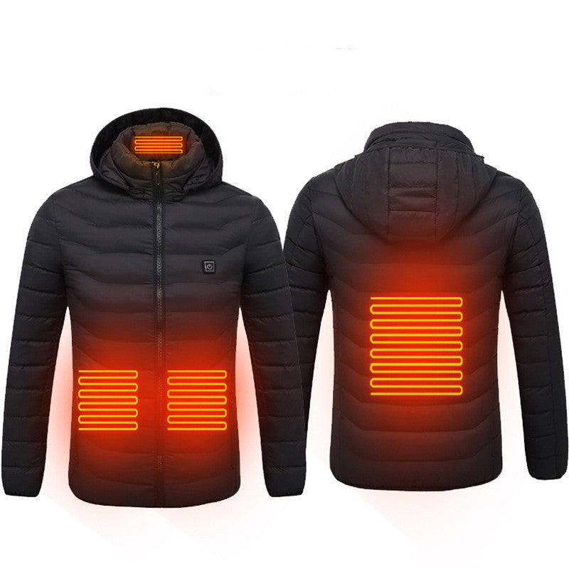 Winter Heated Jacket USB Electric Cotton Coat Zip Up Heater Thermal Clothing Heating Vest For Men