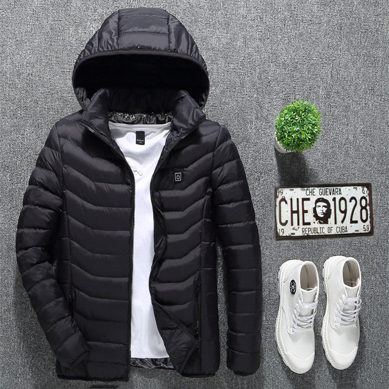Winter Heated Jacket USB Electric Cotton Coat Zip Up Heater Thermal Clothing Heating Vest For Men