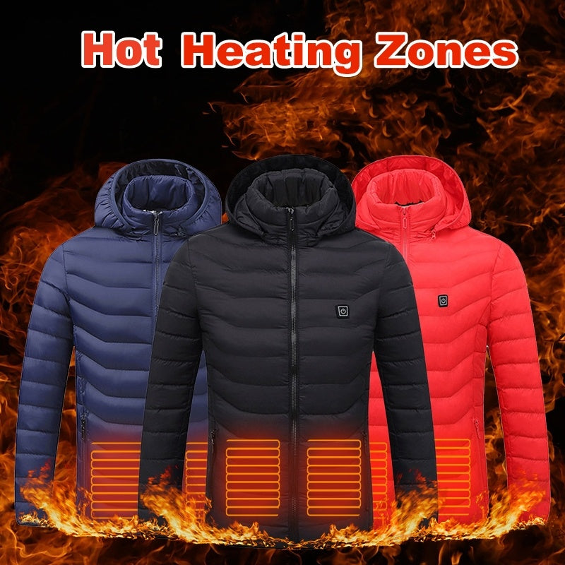 Winter Heated Jacket USB Electric Cotton Coat Zip Up Heater Thermal Clothing Heating Vest For Men