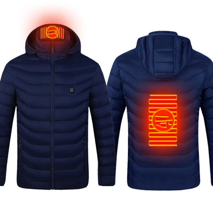 Winter Heated Jacket USB Electric Cotton Coat Zip Up Heater Thermal Clothing Heating Vest For Men