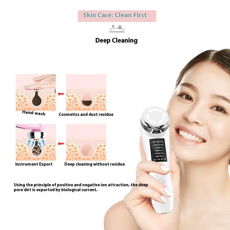 Household Color Light Beauty Wand Micro-current Facial Massage Cleaning