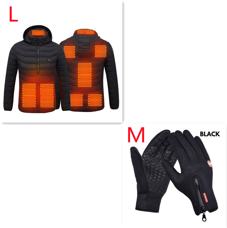 Winter Heated Jacket USB Electric Cotton Coat Zip Up Heater Thermal Clothing Heating Vest For Men