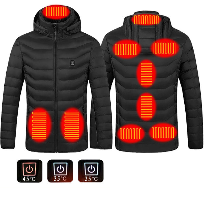 Winter Heated Jacket USB Electric Cotton Coat Zip Up Heater Thermal Clothing Heating Vest For Men