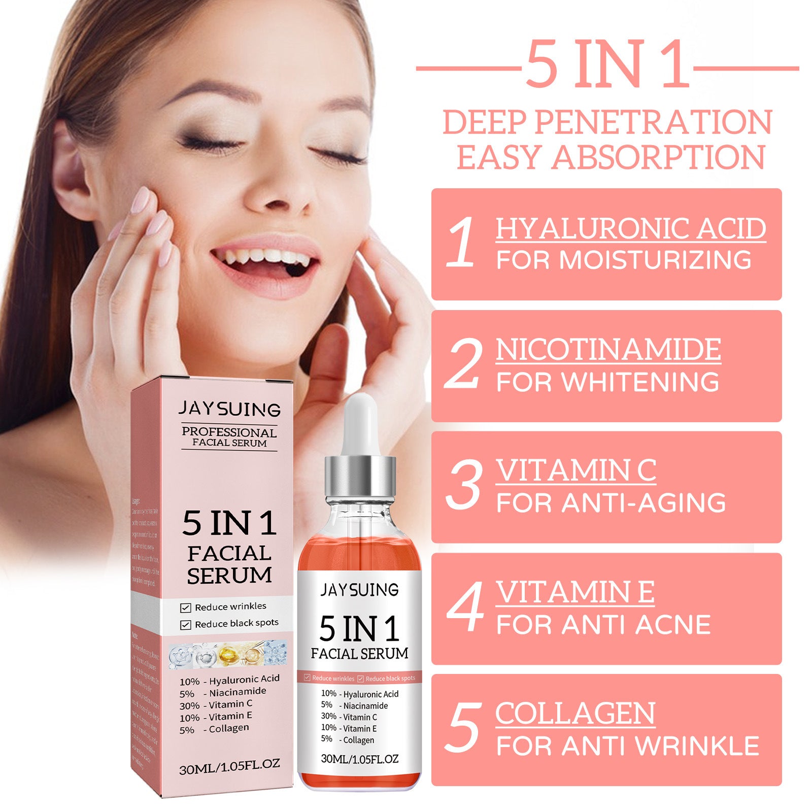 Moisturizing Skin Anti-wrinkle Firming Fade Spots 5-in-1 Facial